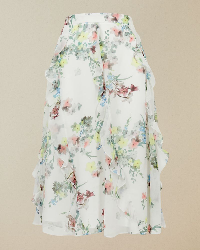 Ted Baker Lurissa Pergola Printed Ruffle Midi Kjolar Dam Vita | BXT-318405