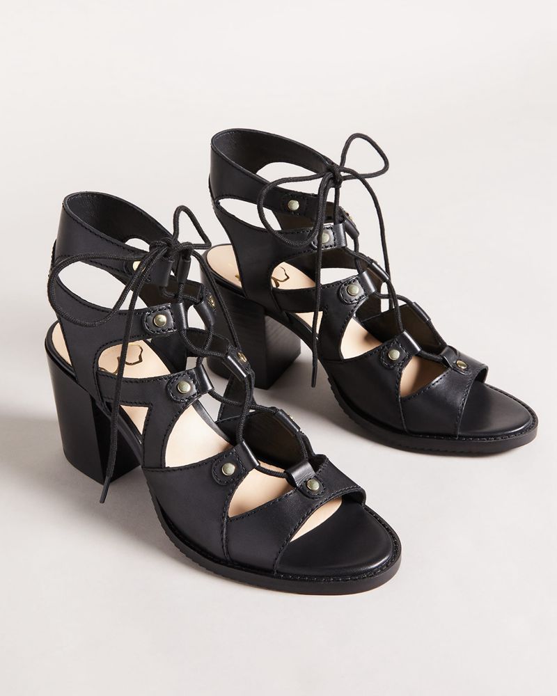 Ted Baker Lylla Block Ghillie Höga Klackar Dam Svarta | RPD-573192