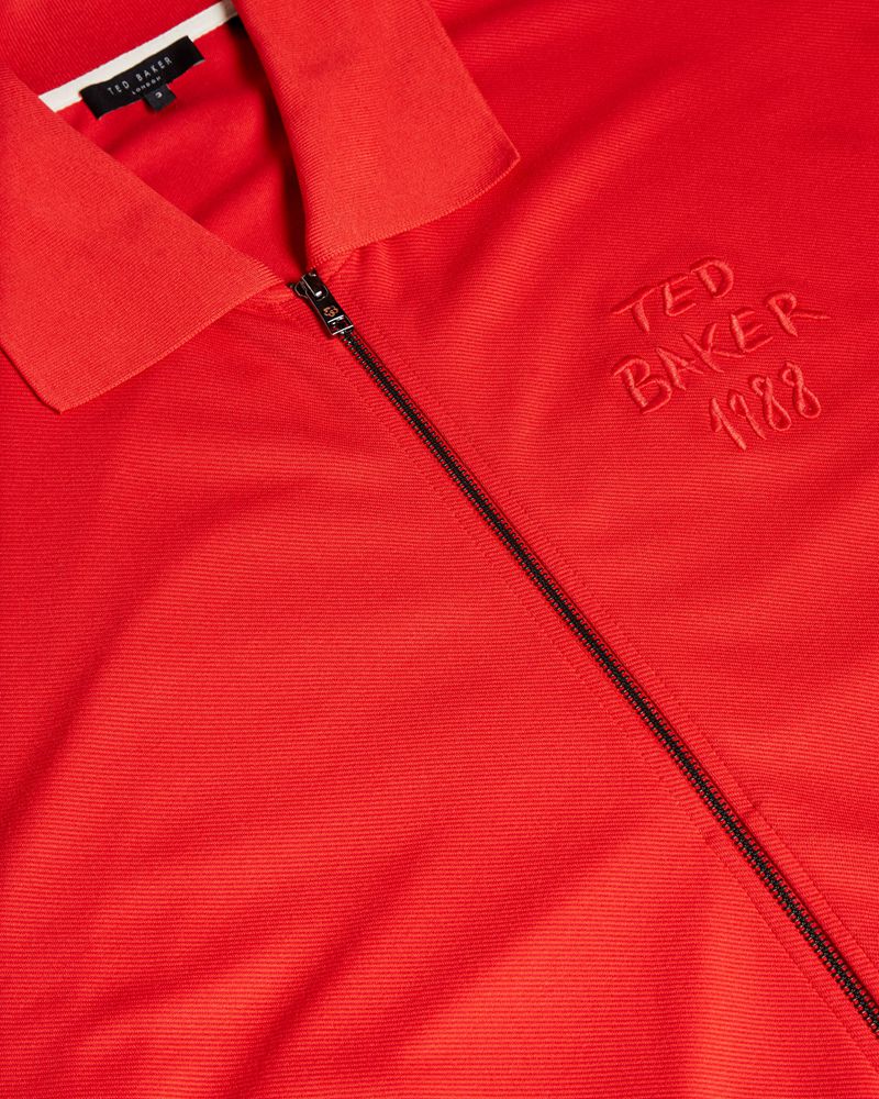 Ted Baker Lymn Ls Graphic Jersey Zip Through Blast Herr Röda | SUJ-741895