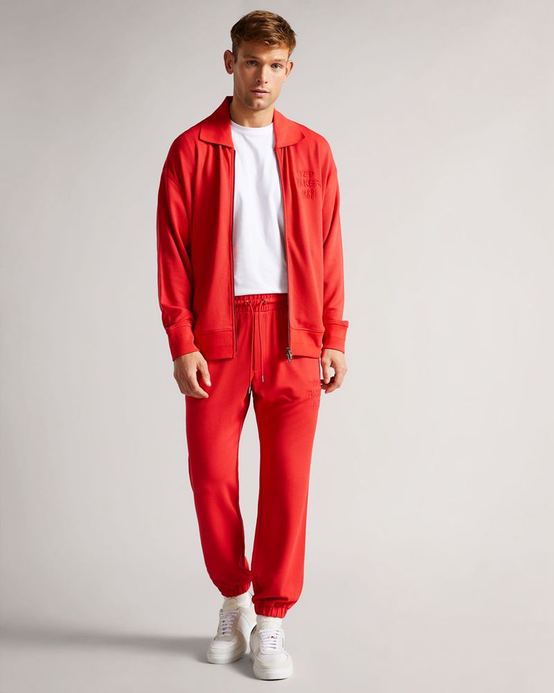 Ted Baker Lymn Ls Graphic Jersey Zip Through Blast Herr Röda | SUJ-741895