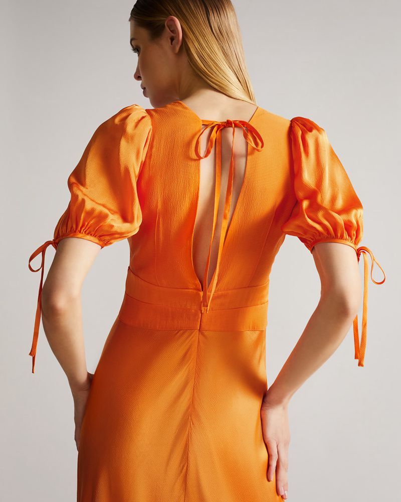 Ted Baker Lysette Detail Satin Tea Klänning Dam Orange | SQH-218043