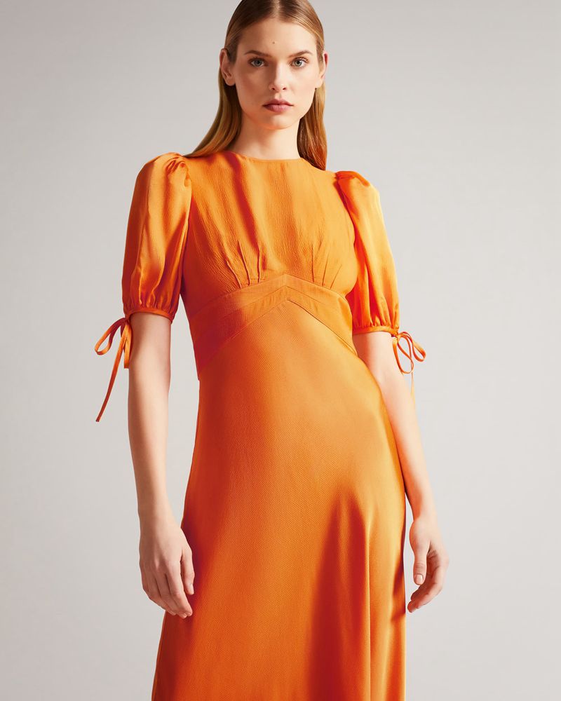 Ted Baker Lysette Detail Satin Tea Klänning Dam Orange | SQH-218043