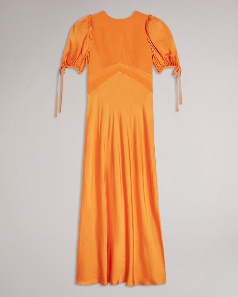 Ted Baker Lysette Detail Satin Tea Klänning Dam Orange | SQH-218043