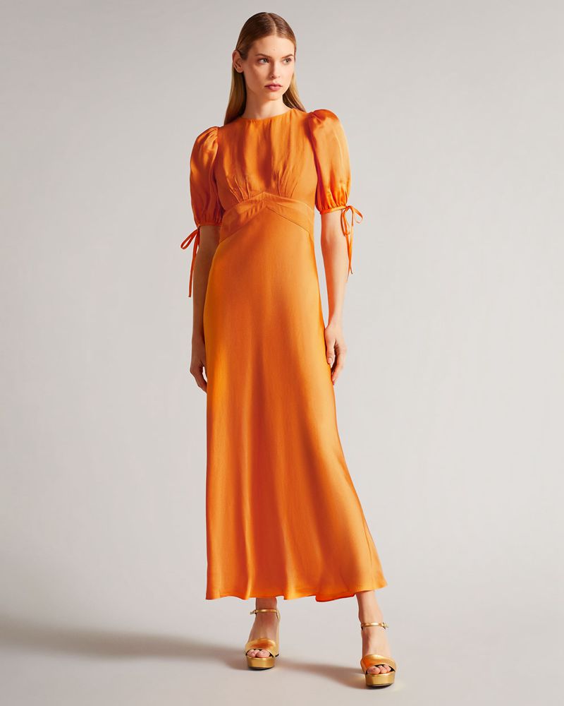 Ted Baker Lysette Detail Satin Tea Klänning Dam Orange | SQH-218043