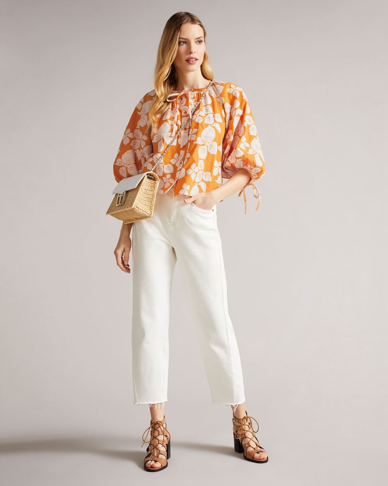 Ted Baker Madia Raglan Puff Sleeve Blouse Blast Dam Orange | HAU-493870