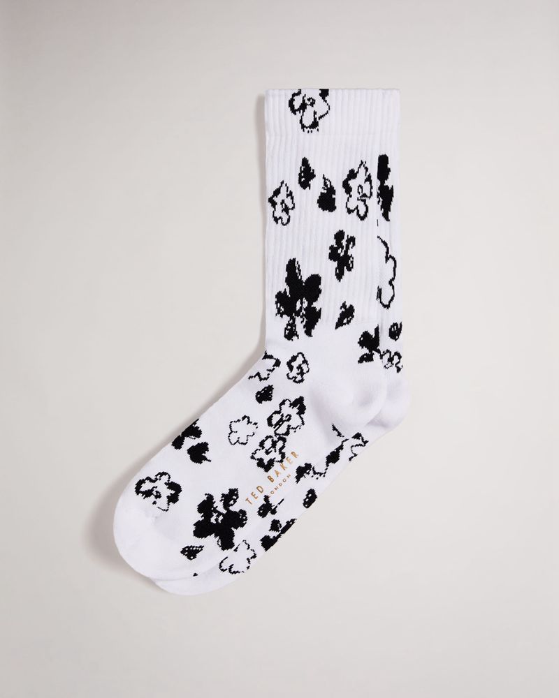 Ted Baker Mag Magnolia Pattern Strumpor Herr Vita | XLK-358201