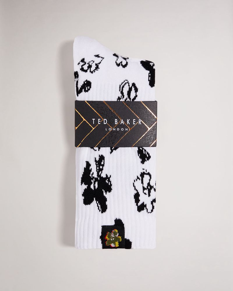 Ted Baker Mag Magnolia Pattern Strumpor Herr Vita | XLK-358201