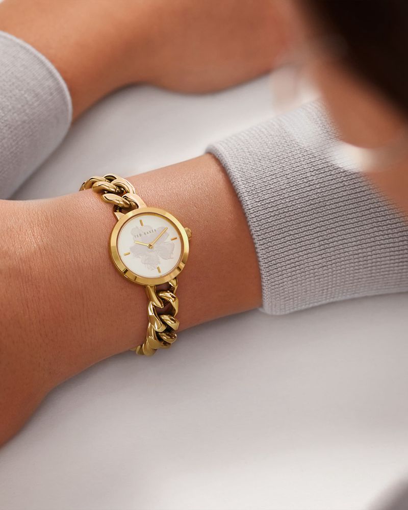 Ted Baker Maiisee Magnolia Chain Bracelet Klocka Dam Guld | QCM-329581
