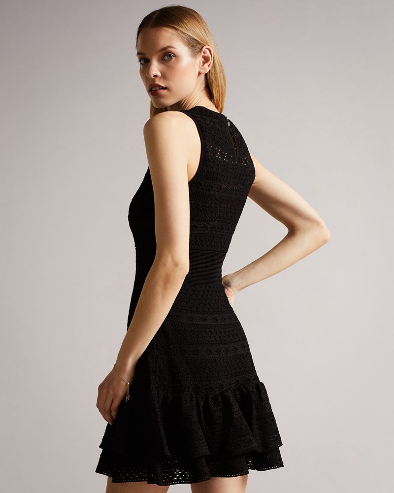 Ted Baker Maleko Spets Stitch Klänning Dam Svarta | OEA-276190
