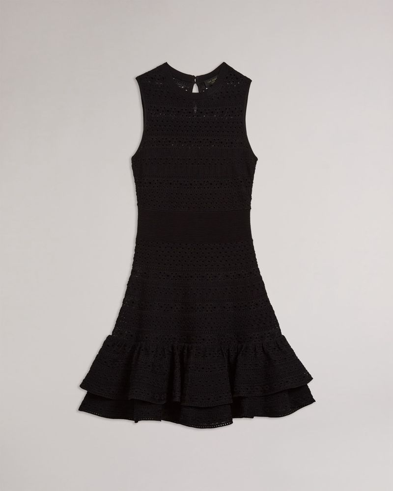 Ted Baker Maleko Spets Stitch Klänning Dam Svarta | OEA-276190
