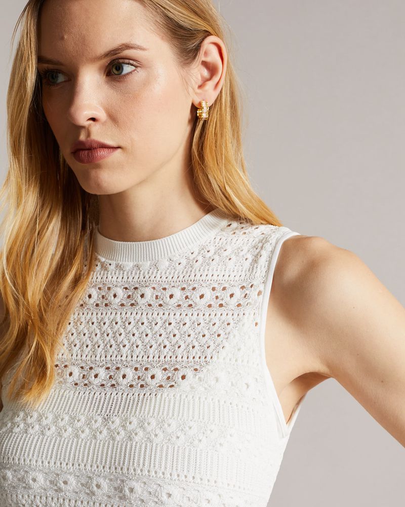 Ted Baker Maleko Spets Stitch Klänning Dam Vita | ULV-286704