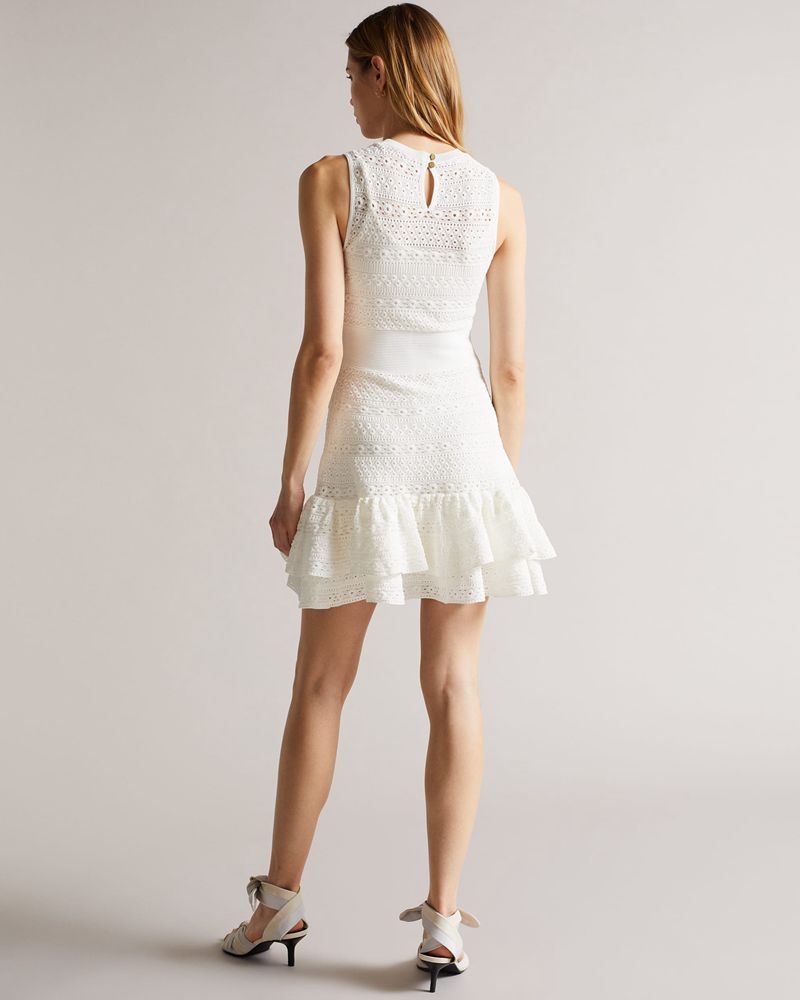 Ted Baker Maleko Spets Stitch Klänning Dam Vita | ULV-286704
