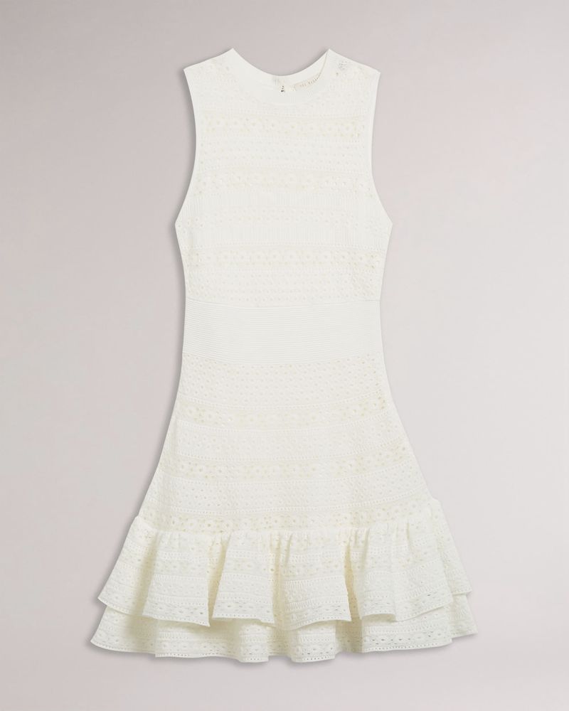 Ted Baker Maleko Spets Stitch Klänning Dam Vita | ULV-286704