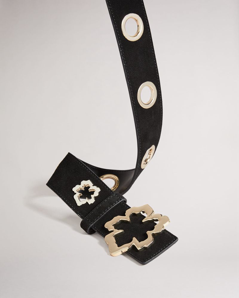 Ted Baker Maneli Eyelet-Detail Läder Bälte Dam Svarta | DMB-648935
