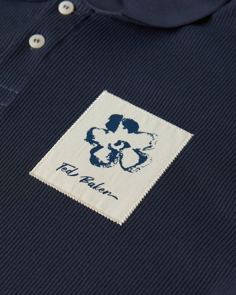 Ted Baker Marden Sleeve Ribbed Polo Blast Herr Marinblå | XDB-618593