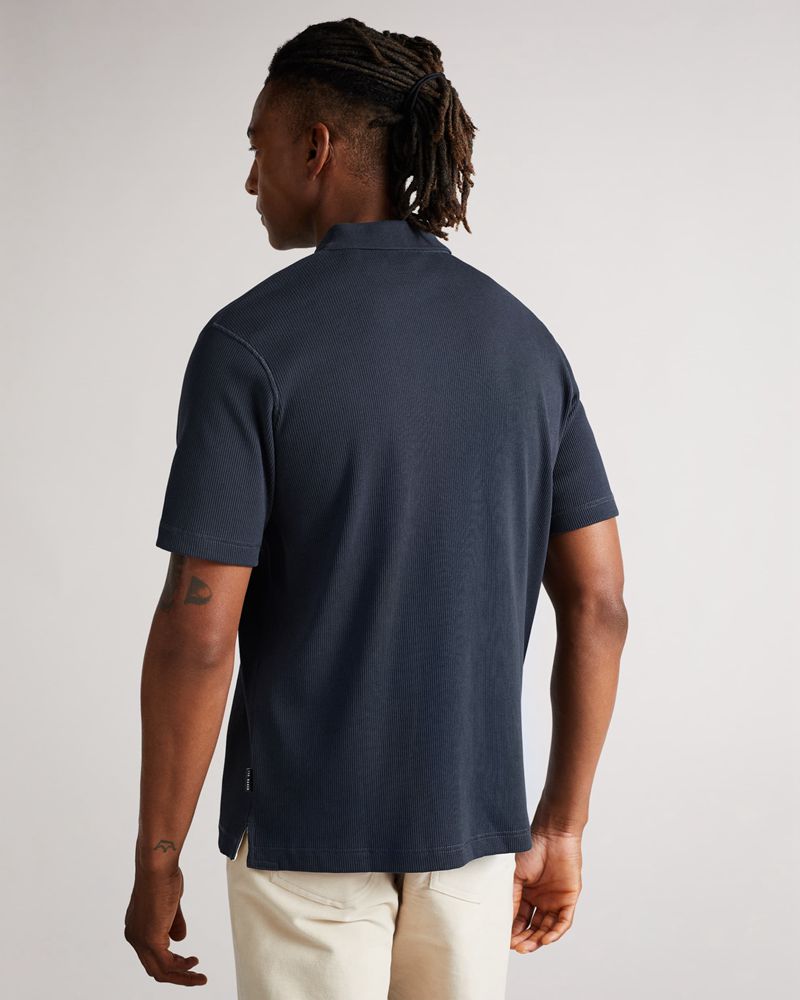 Ted Baker Marden Sleeve Ribbed Polo Blast Herr Marinblå | XDB-618593
