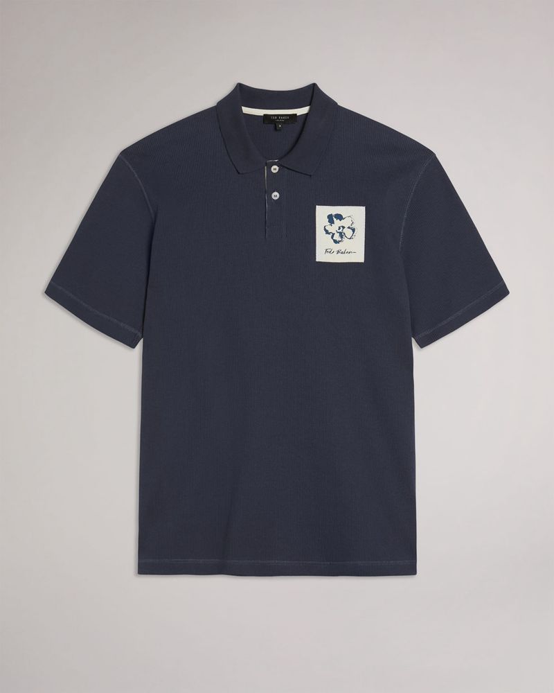 Ted Baker Marden Sleeve Ribbed Polo Blast Herr Marinblå | XDB-618593