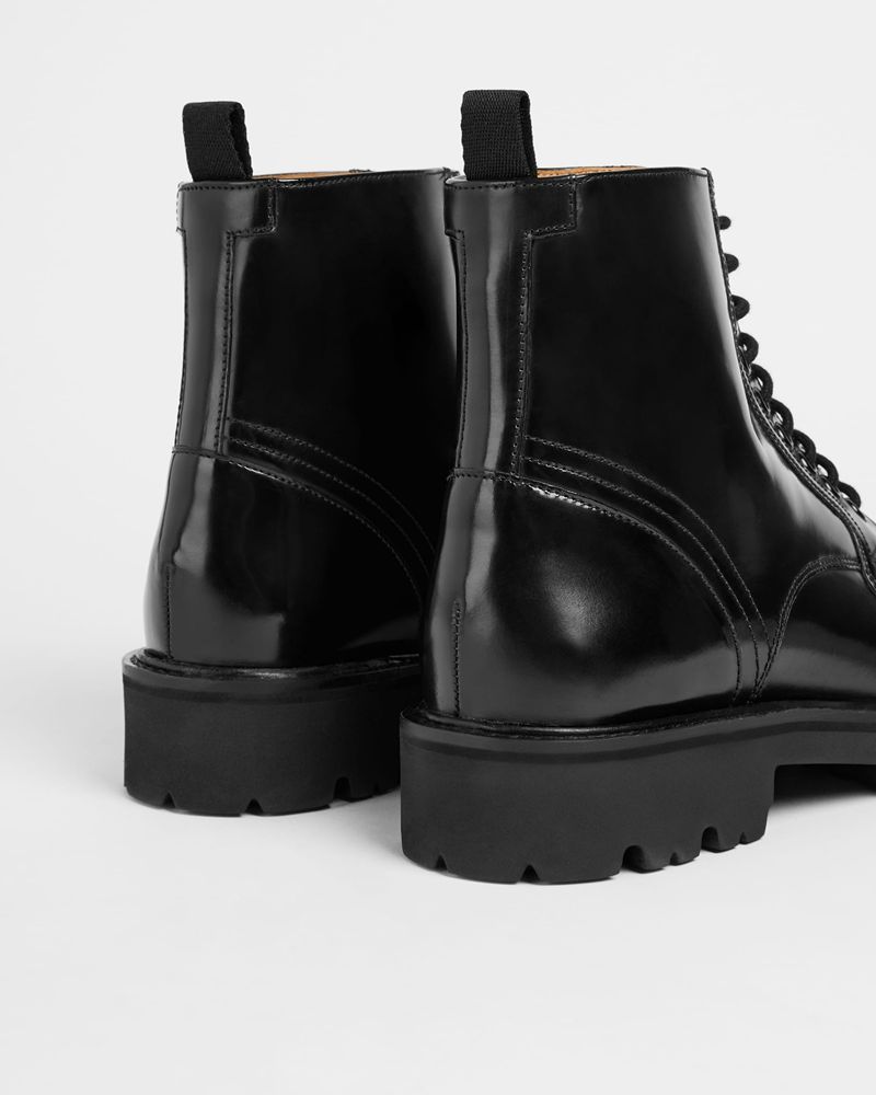Ted Baker Mascy Läder Tjock Spets Up Ankle Stövlar Dam Svarta | NGS-789045