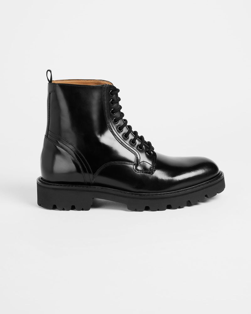 Ted Baker Mascy Läder Tjock Spets Up Ankle Stövlar Dam Svarta | NGS-789045