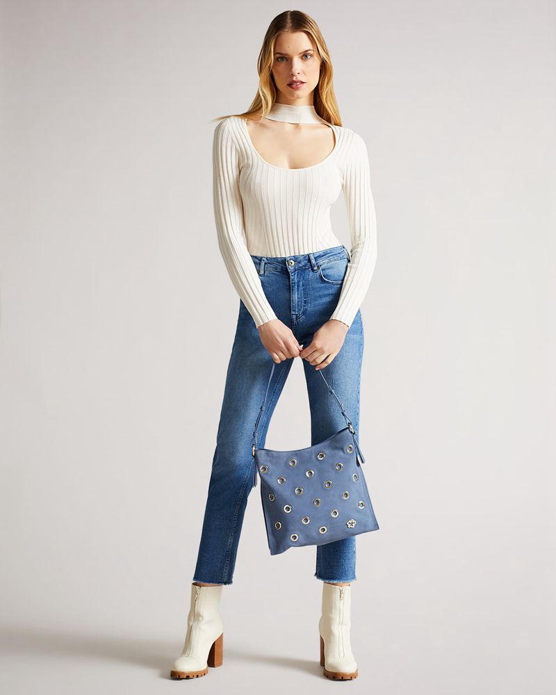 Ted Baker Mayaah Eyelet Detail Hobo Axelväska Dam Blå | HYE-295643