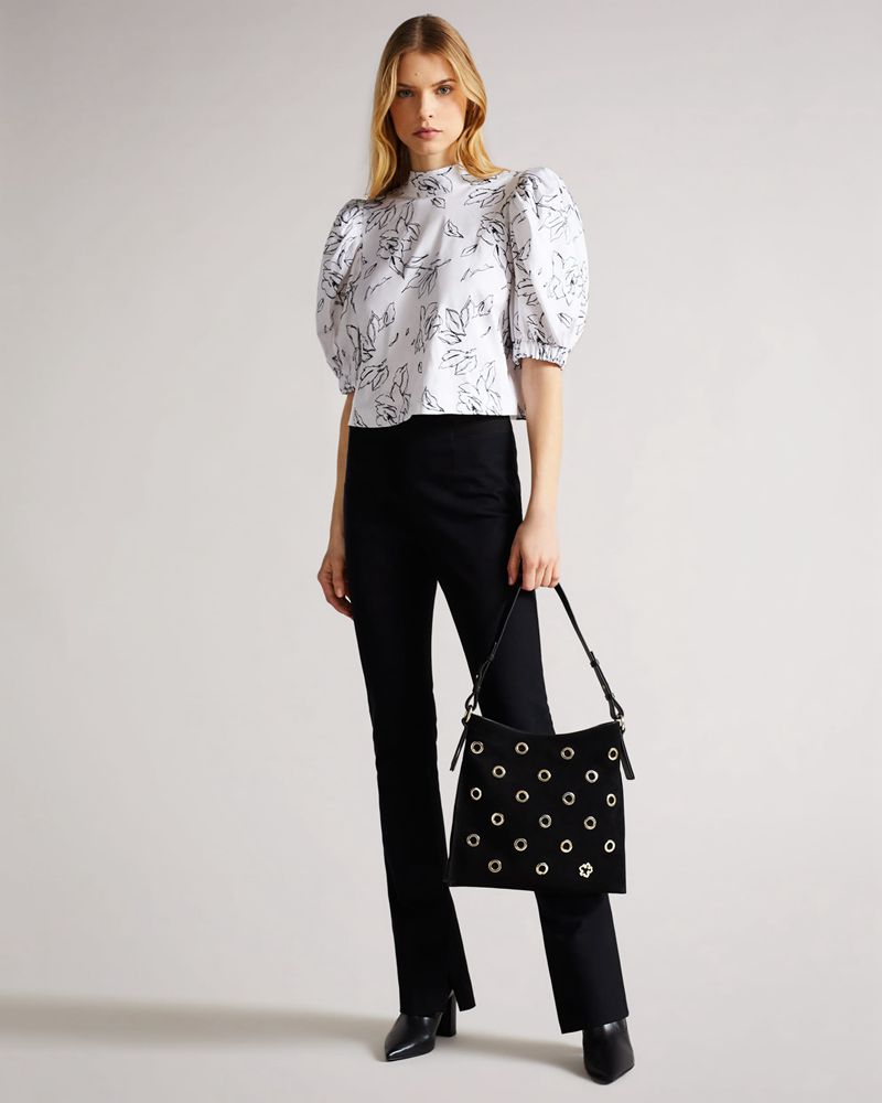 Ted Baker Mayaah Eyelet Detail Hobo Axelväska Dam Svarta | JNZ-594617