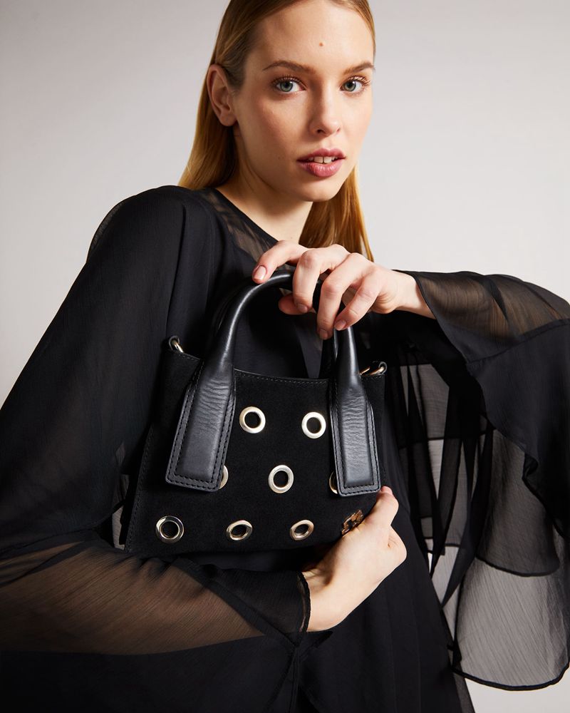 Ted Baker Mayzii Eyelet Detail Mini Grab Tote Väska Dam Svarta | WZJ-791462