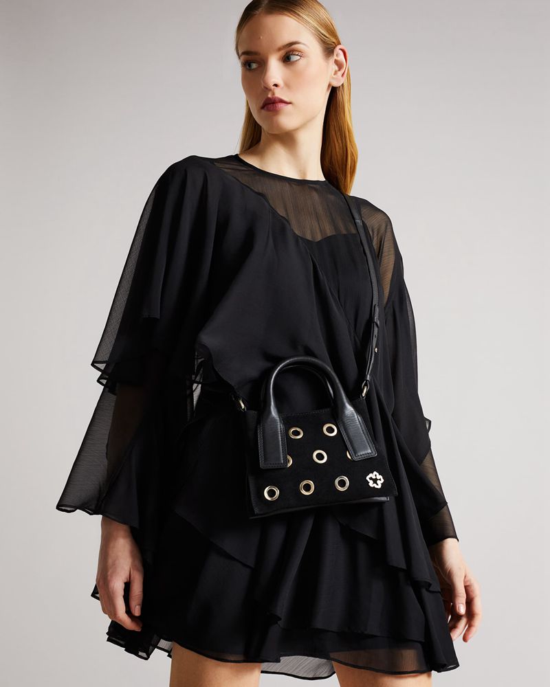 Ted Baker Mayzii Eyelet Detail Mini Grab Tote Väska Dam Svarta | WZJ-791462