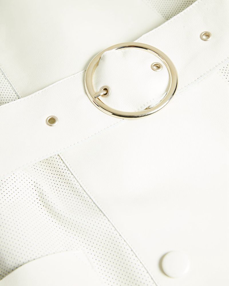 Ted Baker Meduce Summer Collared Läder Midi Klänning Dam Vita | HIT-105823