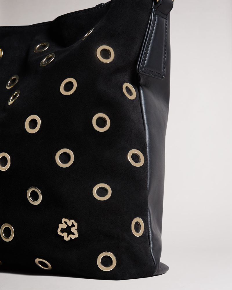 Ted Baker Meida Eyelet Detail Swag Axelväska Dam Svarta | PJG-209541