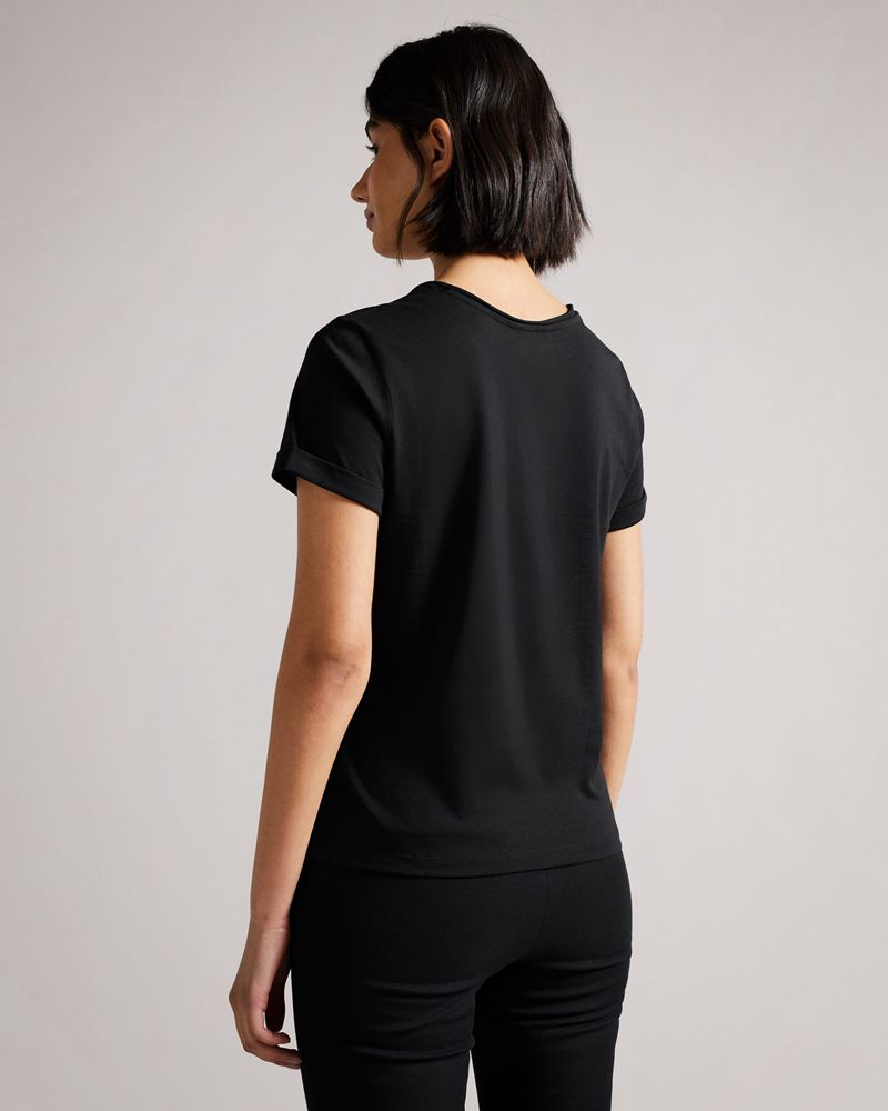 Ted Baker Miarna V-Neck Easy Fit Tee Blast Dam Svarta | BSK-907316