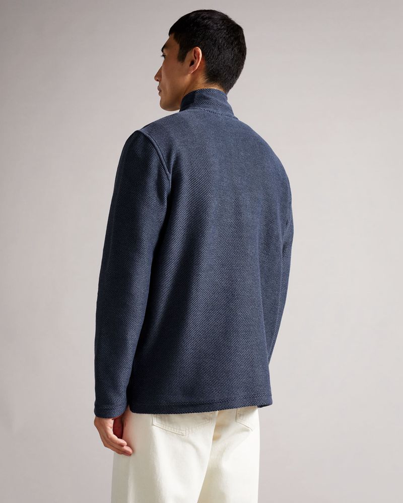 Ted Baker Millom Long Sleeve Textured Half Zip Blast Herr Blå | EAS-395761