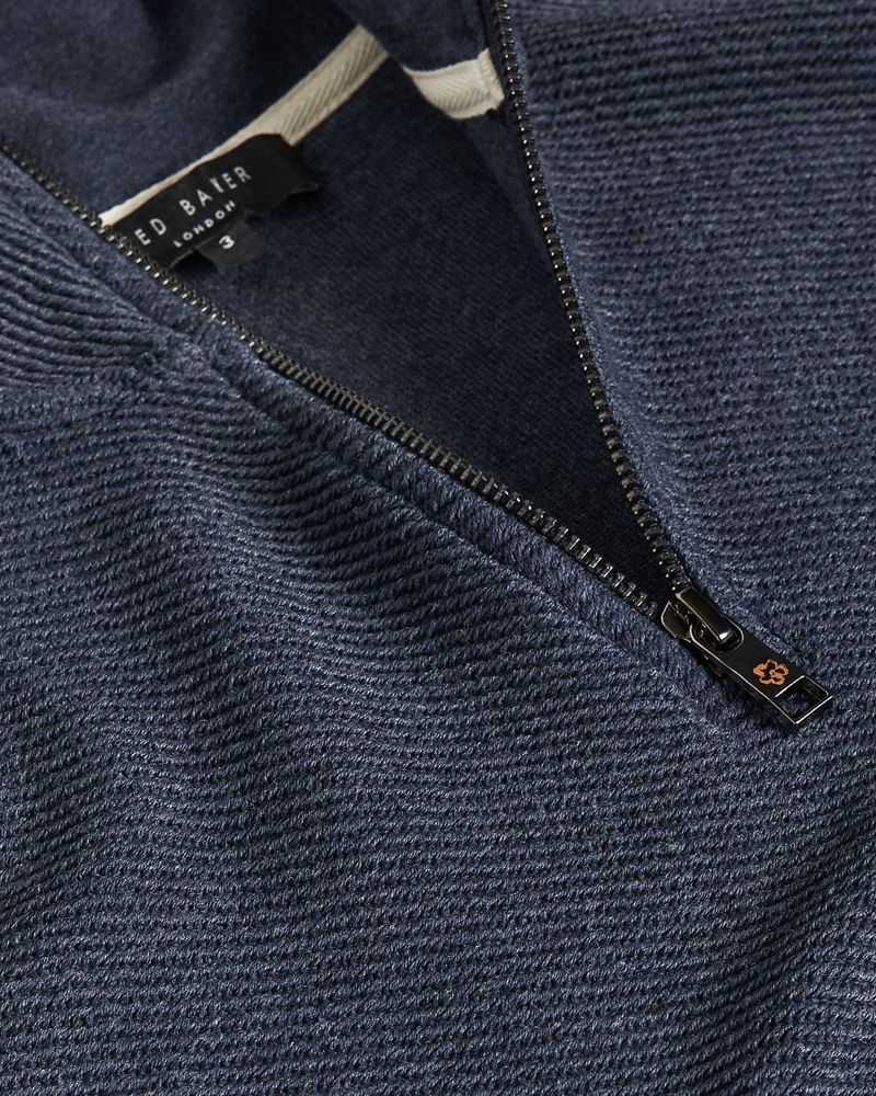 Ted Baker Millom Long Sleeve Textured Half Zip Blast Herr Blå | EAS-395761