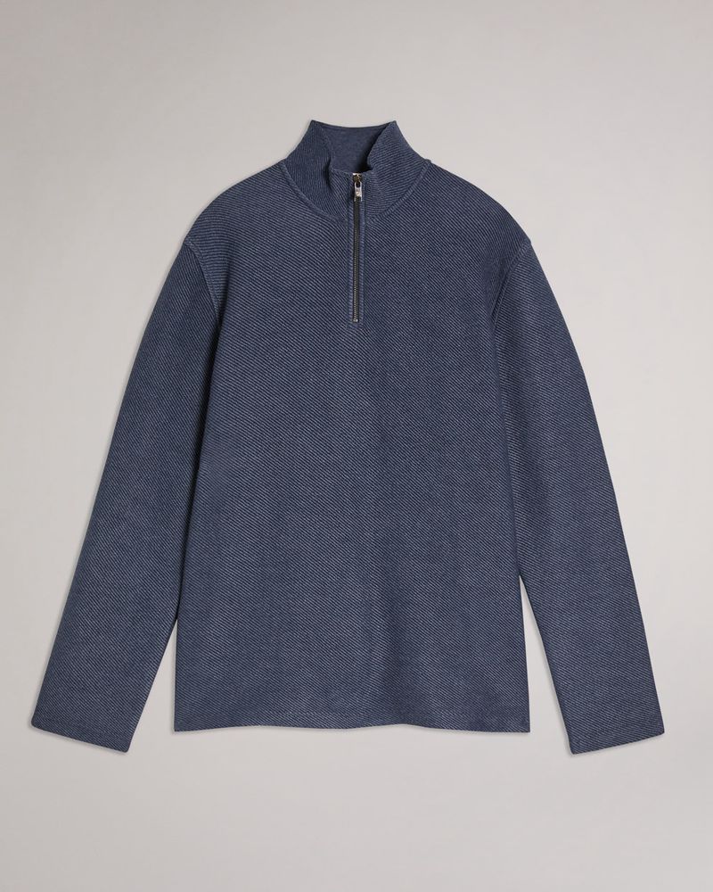 Ted Baker Millom Long Sleeve Textured Half Zip Blast Herr Blå | EAS-395761