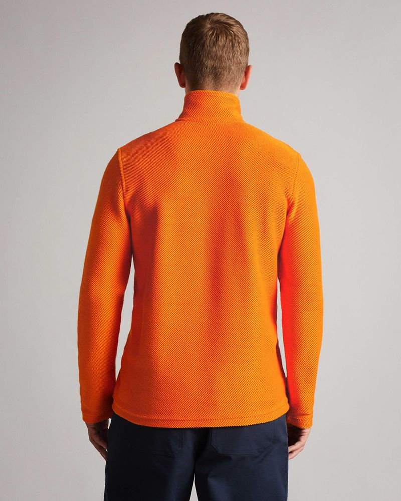 Ted Baker Millom Long Sleeve Textured Half Zip Blast Herr Orange | WVQ-719405