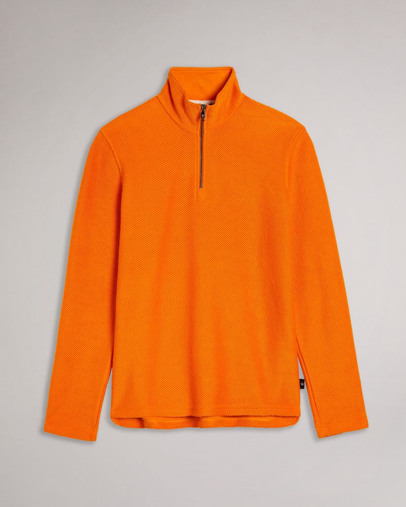 Ted Baker Millom Long Sleeve Textured Half Zip Blast Herr Orange | WVQ-719405