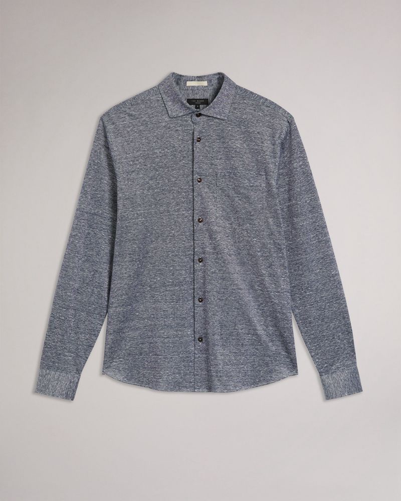 Ted Baker Mitre Long Sleeve Jersey Skjorta Herr Marinblå | PMA-059324