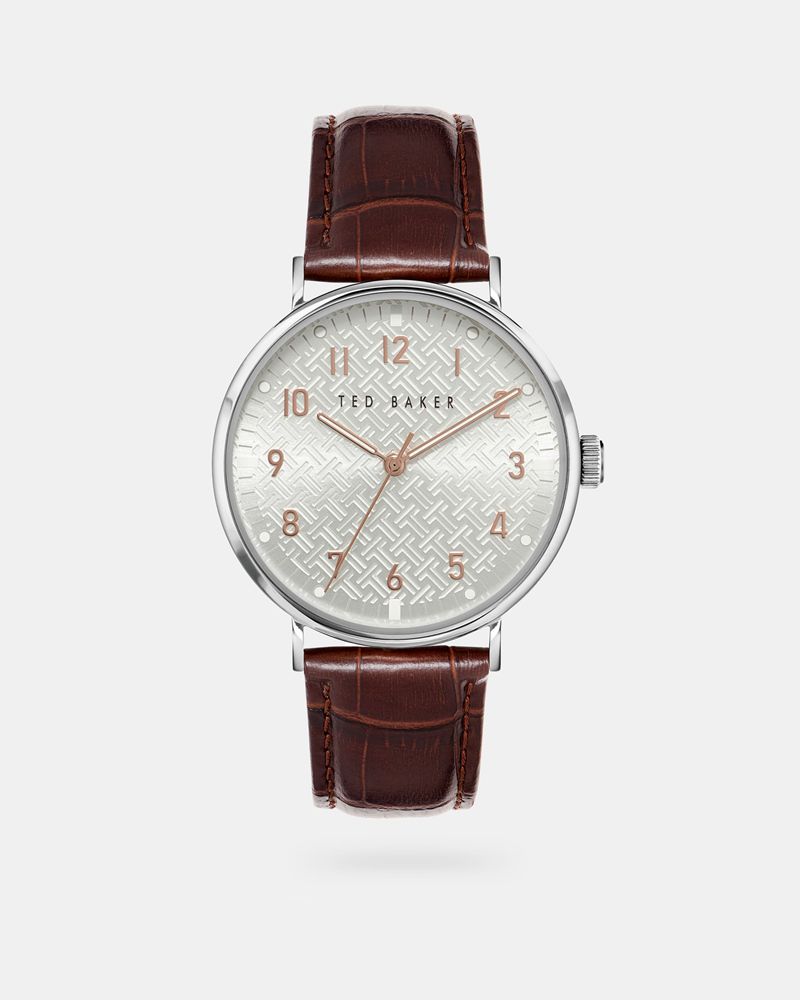 Ted Baker Miwosa Faux Croc Läder Klocka Herr Bruna | DWR-250486