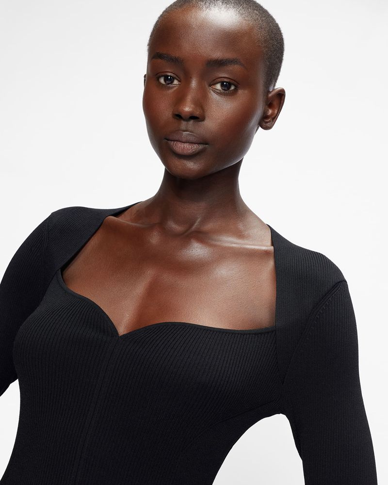 Ted Baker Mmeggi Sweetheart Neckline Knit Klänning Dam Svarta | LQJ-810625