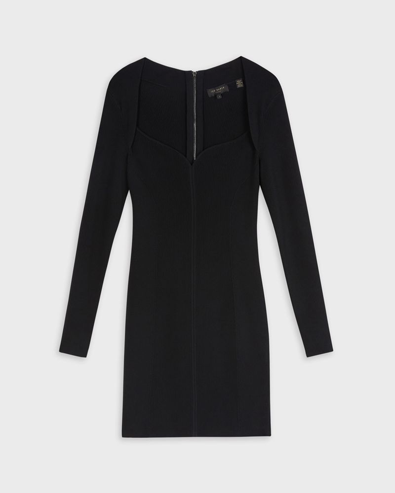 Ted Baker Mmeggi Sweetheart Neckline Knit Klänning Dam Svarta | LQJ-810625