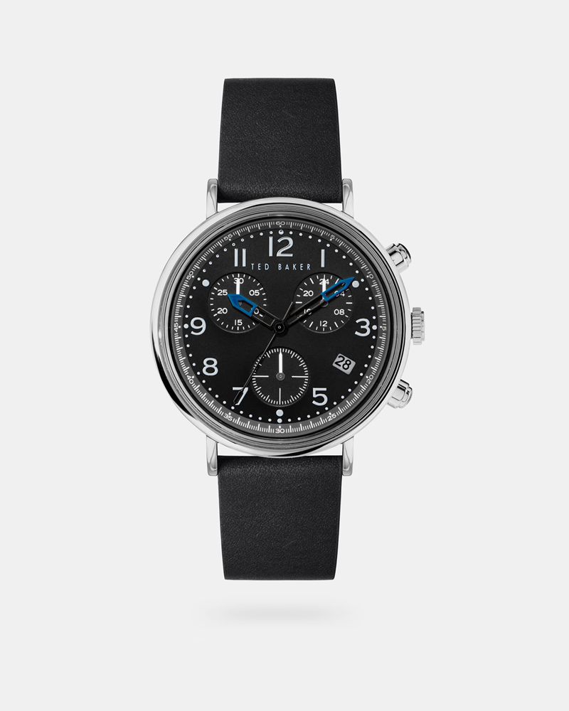 Ted Baker Mmosaa Läder Rem Subdial Men’s Klocka Herr Svarta | PAI-149753