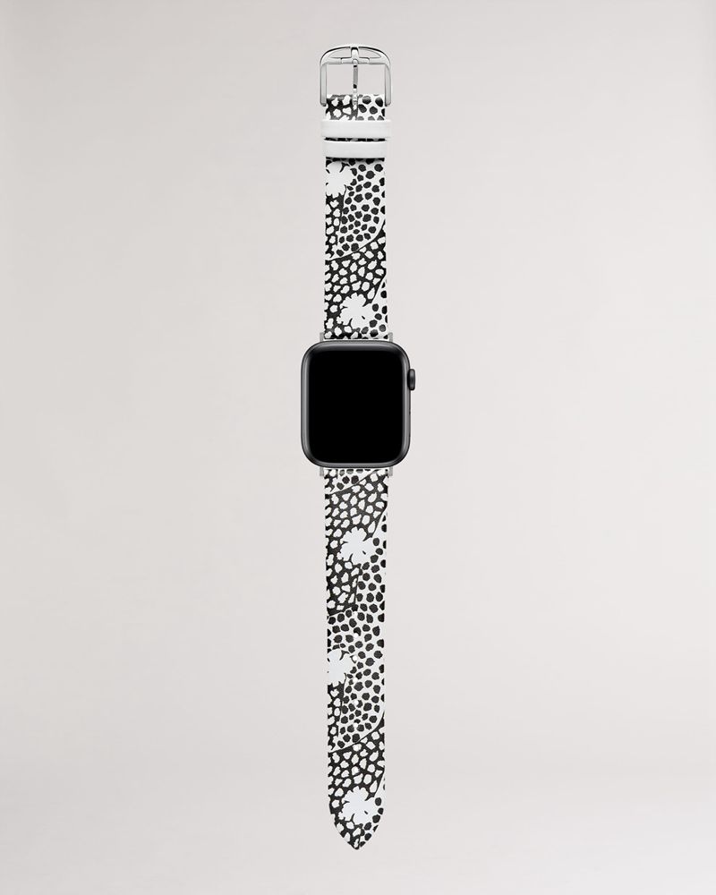 Ted Baker Mono 38/40mm Printed Apple Rem Klocka Dam Svarta | MDB-704213