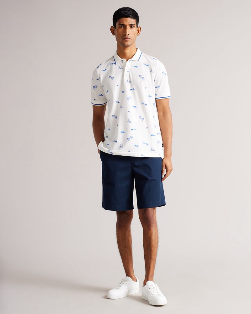 Ted Baker Narford Sleeve Printed Polo Blast Herr Vita | VAU-769301