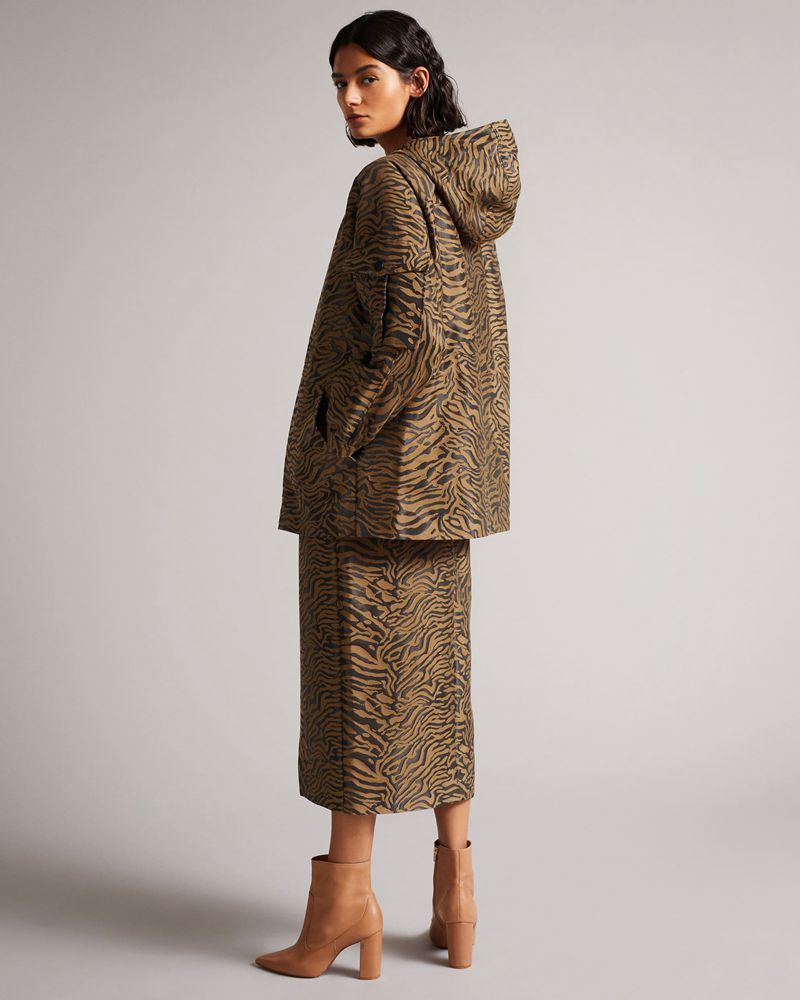 Ted Baker Neina Sport Animal Jacquard Hooded Jacka Dam Svarta | ZNI-915824