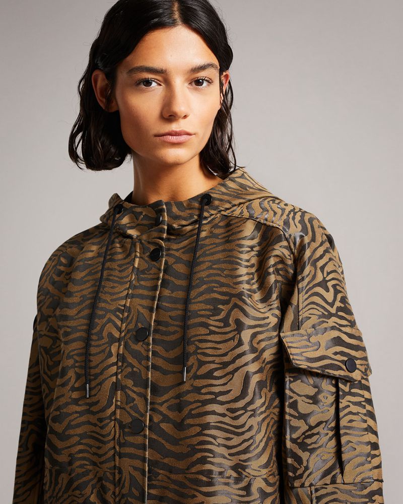 Ted Baker Neina Sport Animal Jacquard Hooded Jacka Dam Svarta | ZNI-915824