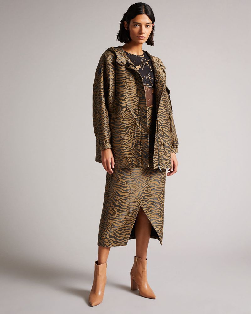 Ted Baker Neina Sport Animal Jacquard Hooded Jacka Dam Svarta | ZNI-915824