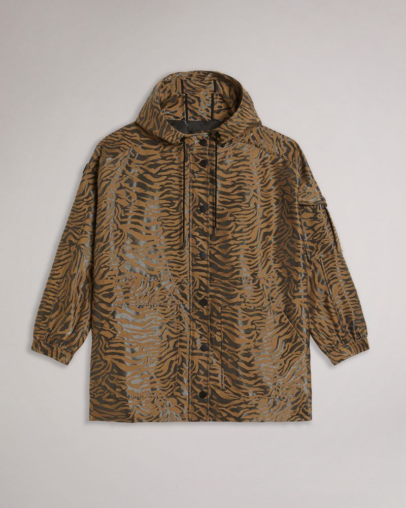Ted Baker Neina Sport Animal Jacquard Hooded Jacka Dam Svarta | ZNI-915824