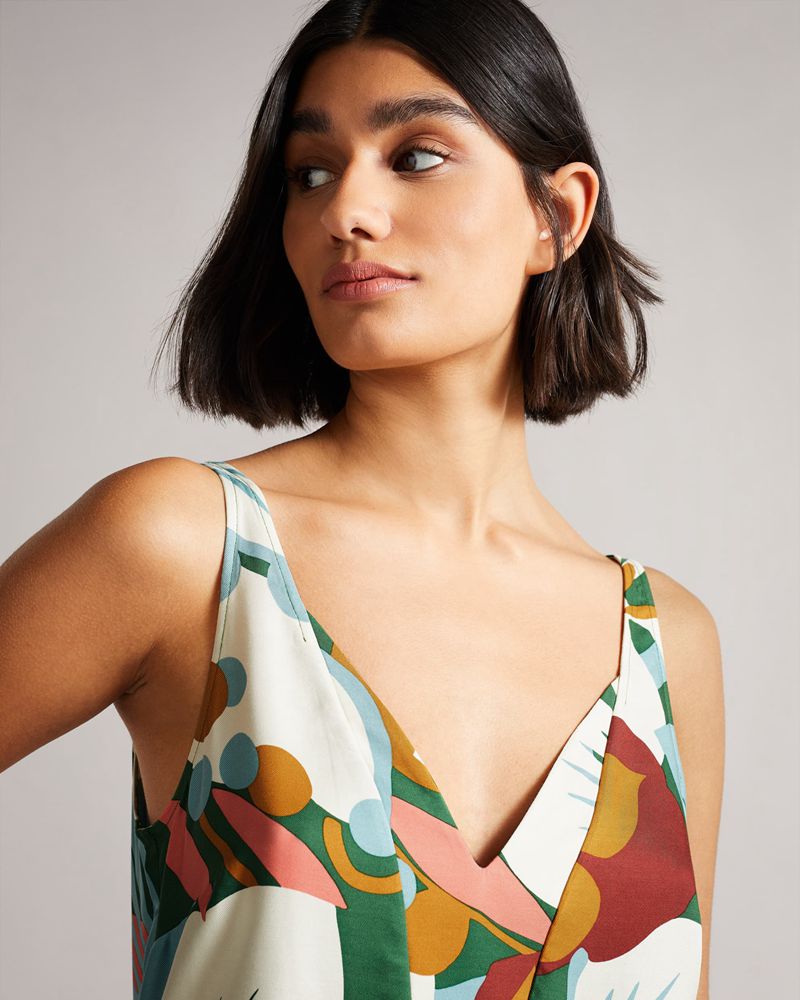 Ted Baker Nethy Double Layer Effect Cami Blast Dam Gröna | USY-083721