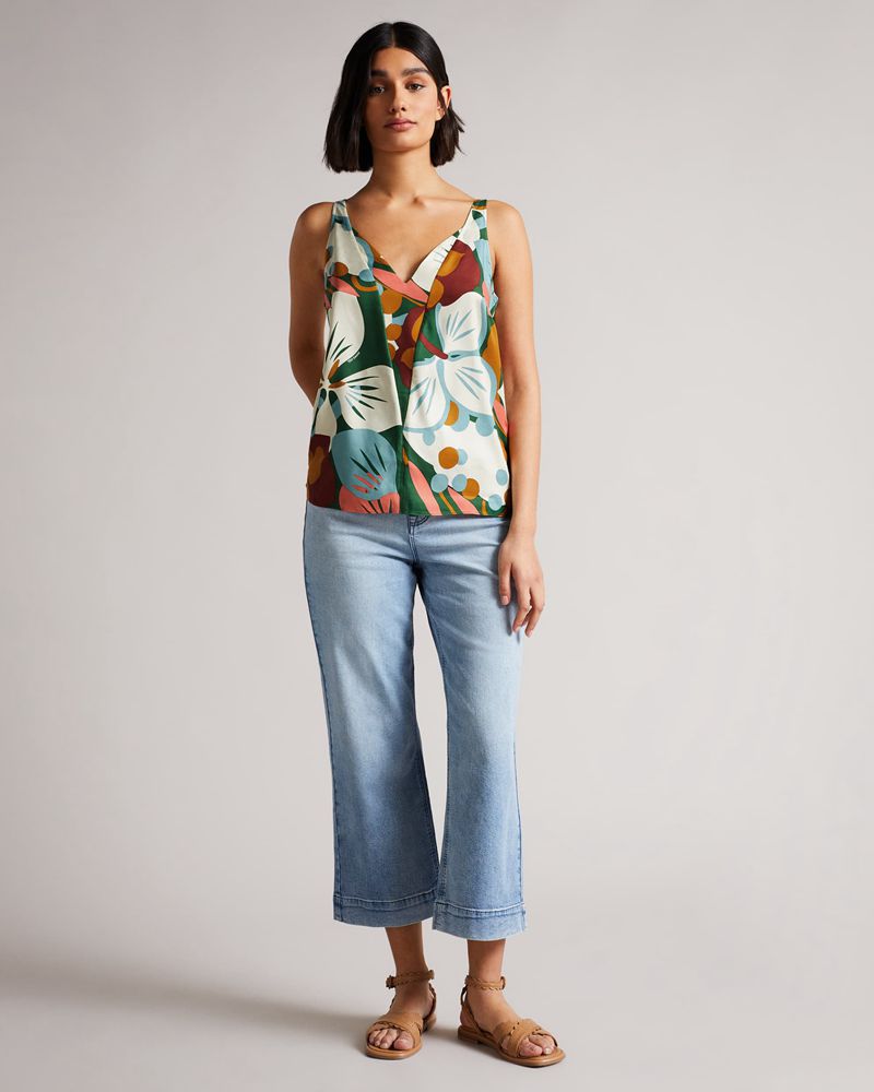 Ted Baker Nethy Double Layer Effect Cami Blast Dam Gröna | USY-083721