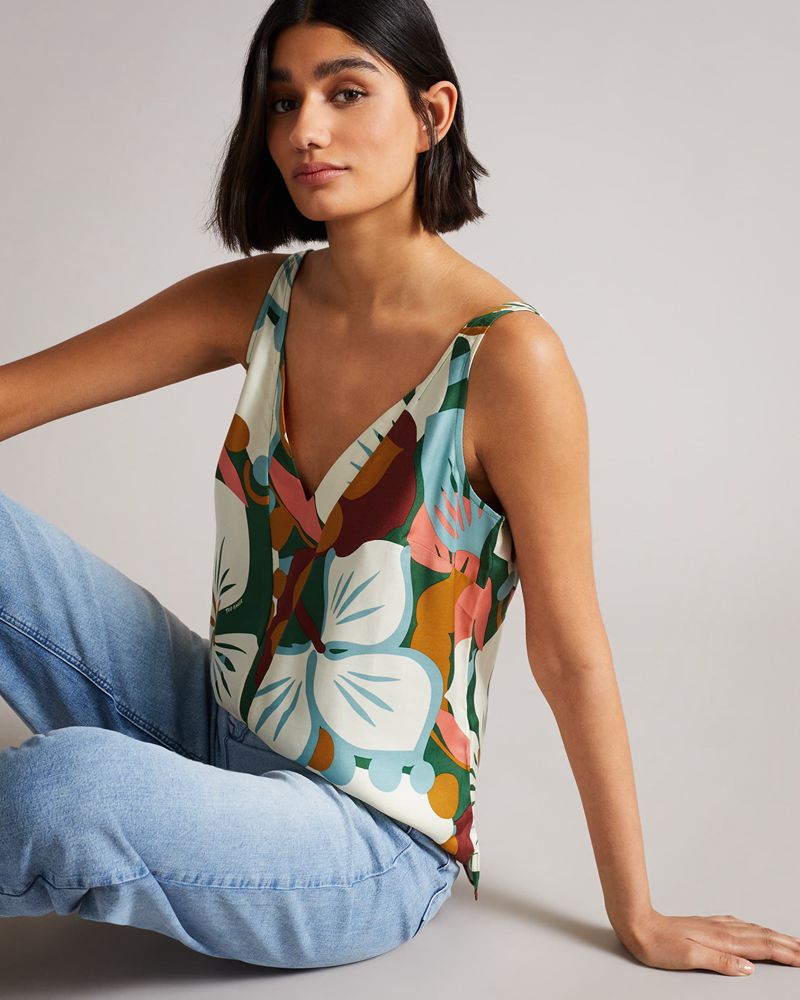 Ted Baker Nethy Double Layer Effect Cami Blast Dam Gröna | USY-083721