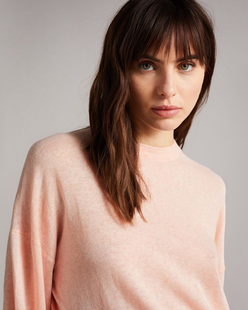 Ted Baker Nicci Sleeve Detailed Stickat Dam Rosa | JUF-651437